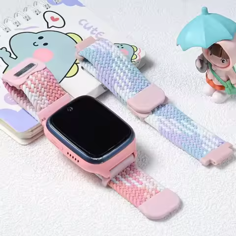 Braided Nylon Magnetic Watch Strap 15mm/17mm Kids Smart Watch Breathable Elastic Wristband Fit for X