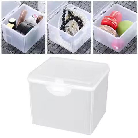 1Pcs with Lid Storage Box Multi-purpose Plastic Storage Case Rectangular Shape Clear Small Thing Con