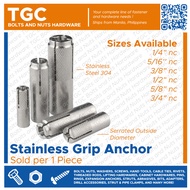 10/1 Pieces 1/4 5/16 3/8 1/2 5/8 3/4 Stainless Grip Anchor / SS Grip Anchor / SUS Expansion Bolt / Rod Anchor Shield Bolt TGC