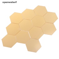 [openwaterf] 12Pcs Hexagonal Frame Stereoscopic Mirror Wall Sticker Decoration SG