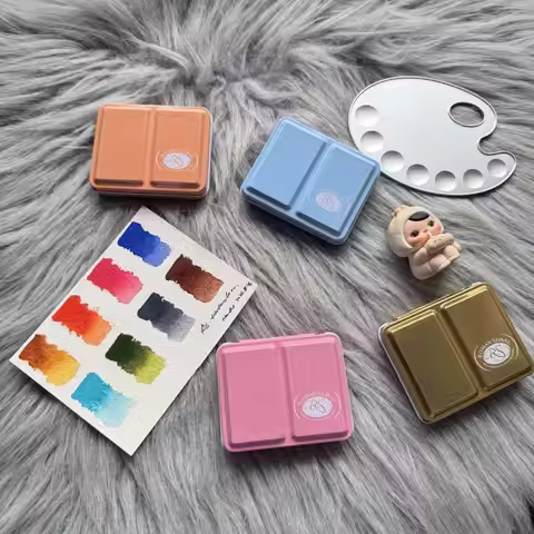 ROMAN SZMAL ARTISTS MINI Metal Box 8 Half Pans Color Portable Solid Watercolor Painting Drawing Supp