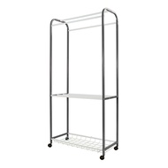 HomePro ราวตากผ้ามีล้อ 2 ชั้น พร้อมตะแกรงวางของ  80 ซม. สีเทา/ขาว แบรนด์ PLIM