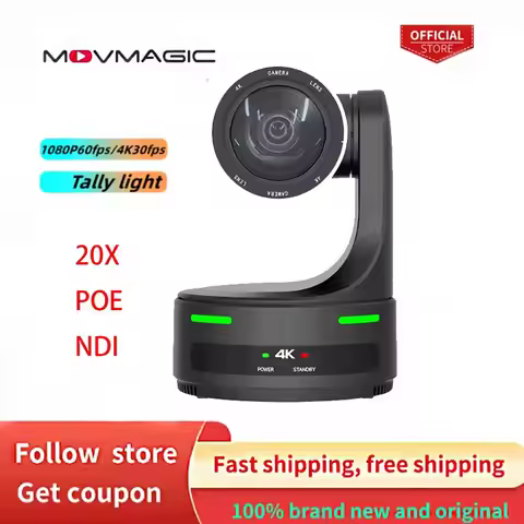 MOVMAGIC 4K/1080P 30fps/60fps NDI PTZ Camera SDI HDMI IP USB Camera AI Tracking 20X Optical Zoom POE