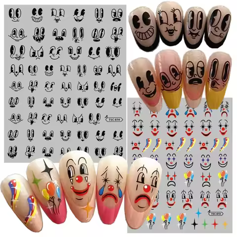 Retro Big Eyes Cute Cartoon 3d nail slider anime 3d Nail sticker Nails products for nails TSC-613