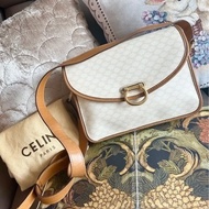 思琳 白老花 白色 老花 凱旋門 馬蹄扣 斜背包 側背包 中古包包 vintage celine bag