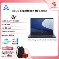 ASUS Expertbook B5 Laptop | i7-1260p | 16GB RAM | 256GB SSD | 14 '' FHD | W11P | 3 YRS Warranty | P/