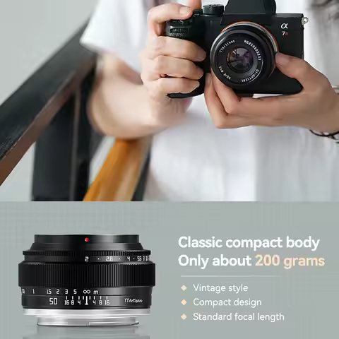 TTArtisan 50mm F2 Full Frame Vintage Style Large Aperture Portrait Lens for Sony A7S FUJI X-A1 X-T10