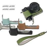 PU Camera Bag for Sony ILCE-6400 Half Case for A6400 A6300 Base Mount for A6100 Protective Leather C