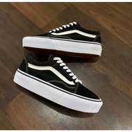 Vans old skool low platform black white 100%