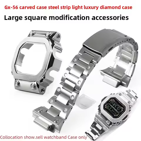 GX-56 Metal Case Strap For Casio GSHOCK G Large Square GX-56BB GXW-56 Men Bezel watchband Bracelet B