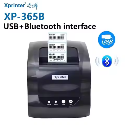 XP-365B Thermal Printer USB/LAN/Bluetooth Connectivity Switch Mode Receipt/Label 203DPI HD Printing 