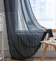 Boho Lace Curtain Sheer Curtains with Crochet Semi Sheer For Living Room Bedroom Farmhouse Bohemian