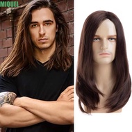 MIQUEL Male Straight Wigs, Medium Length Hippie Cosplay Wigs for Men, Fake Hair Fluffy Realistic Han