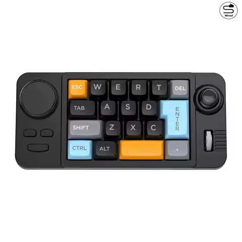Programmable Wired Mechanical Keyboard with Volume Scroll Wheel,Game Joystick 19Key Hot-Swappable Nu