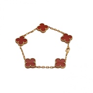 VAN CLEEF&ARPELS VintageAlhambra中號五花手鏈新扣18K黃金/紅玉髓S-M碼
