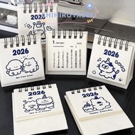 CHIHIRO1X3EE 2026 Desk Calendar, Mini Cartoon Coil Calendar,  Portable Monthly Planner Office School