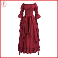 fulaide Renaissance Dress Adjustable Waist Dress Vintage Pirate Ball Gown Off Shoulder Maxi Dress fo
