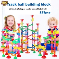 Marble Run Toy 133Pcs Educational Construction Mazes Blocks Toy Set with Glass Marble for Kids and P
