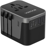 VintAR Universal Travel Adapter 30W, International Power Adapter | 3 USB C 2 USB A Ports, Integrated