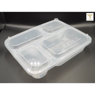 Ready Stock (50pcs+-)FC1200 PP 4 Compartment Food Container | Lunch Box with Lid