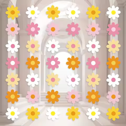 Daisy Boho Party Decorations Groovy Daisy Paper Garlands White Daisy Hanging Garland Banners Hippie 