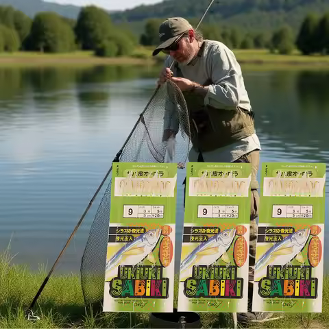 10Pcs/Pack White Fish Skin Bionic String Hooks Apollo Uki Uki Sabiki Fishing Gear Fishhooks Tool For