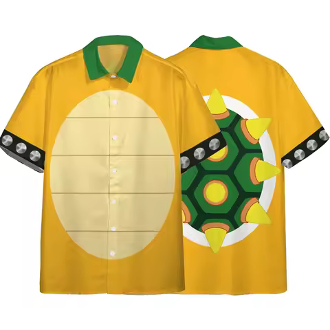 Super Brothers Series Cosplay 3D Cartoon Bowser Print Hawaiian Shirts Summer Men Women Short Sleeve