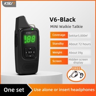 [ Siap Pakai ] NEW HT Ksun V6 Black Mini Walkie Talkie Type C Charger 1pcs Termasuk Transceiver Wire
