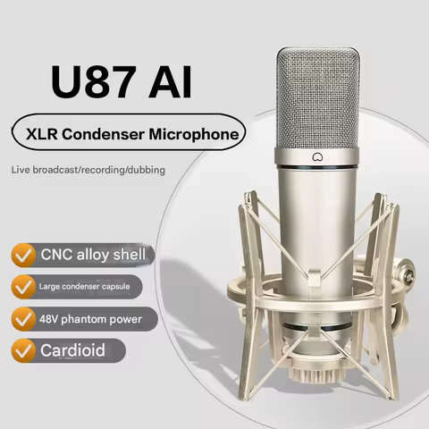 U87 XLR Condenser Microphone Professional Cardioid Studio Mic for Studio Recording and Live Performa