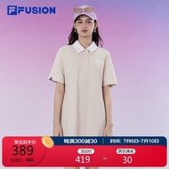 FILA FUSION斐乐潮牌女子针织连衣裙2024夏POLO领休闲裙子