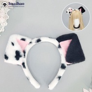 HUAIHAO Cute Plush Ear Hairbands for Dalmatian Dogs Spa Headband Realistic Animal Ears Comic Convent