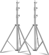 SUPON 2 Packs Stainless Steel Light Stand 110" /2.8m, Spring Cushioned Heavy Duty Tripod Stand with 1/4-inch to 3/8-inch Universal Adapter for Photography Studio Monolight Softbox Reflector Portrait
