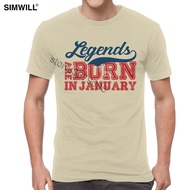 Vintage Distressed Legends Are Born In January T-shirt Retro Short Sleeves Cotton Tee Cool Crew Neck