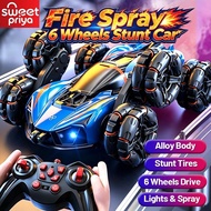 FREE Bateri 6WD RC Stunt Car Lights Spray Gas LED Drift 360° Flip Kereta Kontrol Mainan Kanak-Kanak