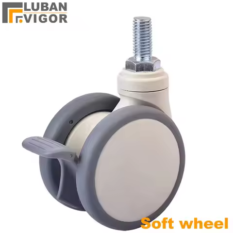 3inches white Medical Wheel casters soft TPR wheel tread M12x25 screw with bearings silent For Hospi