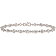 18k White Gold Diamond Station Bracelet, 1.00 Ct, Solid Real Gold, 7.5", Elegant Gift for Women CZ3P