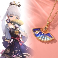 Genshin Impact Necklace Kamisato Ayaka Folding Fan Pendant Choker Jewelry Cosplay Accessories Gifts