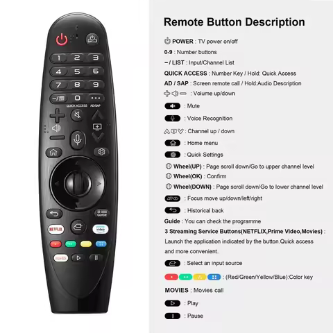 1pc Replacement Magic Remote Control with Pointer Voice Function for LG Smart TV UHD OLED QNED TVs C