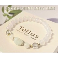 和田玉+白水晶+月光石+白玛瑙 8mm水晶手串