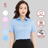 Áo sơ mi nữ công sở thiết kế ngắn tay sọc kẻ nhuyễn nhiều màu Thái Hòa ASW0301-R05