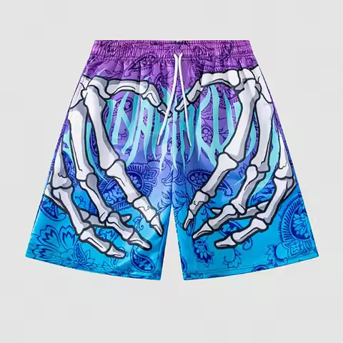 Elastic Waist Jogging Shorts Swim Trunks Board Shorts Summer New Beach Shorts With Hand 3D Print Y2k