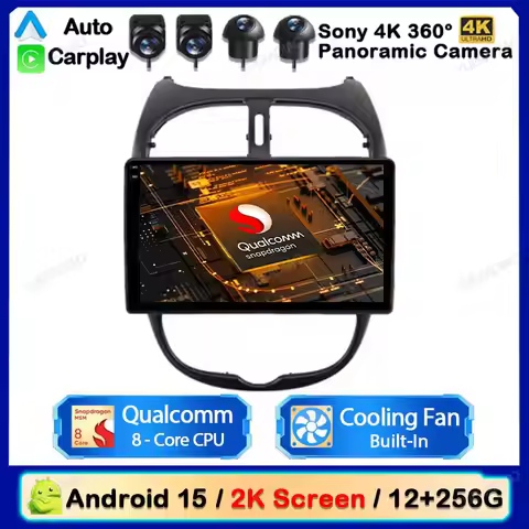 Android 15 AI Voice For Peugeot 206 206CC 206SW 2001 - 2008 Car Radio Multimedia Video Player CarPla