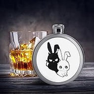 Little Devil Rabbit Mask Flask Flask - Whiskey Bottle, Hip Flask, Portable Bottle, Lightweight, Rustproof, Whiskey, Sake Bottle, Sake, Fuel Bottle, Stainless Steel, For Camping, Outdoors, Fashionable,