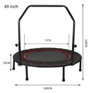 Foldable Trampoline with Armrest Home Indoor Gym Exercise Fitness Rebounder Round Jumping Pad Trampolines Adult Child