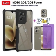 3 IN 1 Moto G06 Power G06 4G Anti-fall Mobile Phone Case for Moto G67 G77 5G G17 Tempered Glass Fil