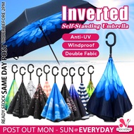 《 𝟮 𝗫 𝗖𝗔𝗡𝗢𝗣𝗬 》C Shape Handle Reverse Folding Inverted Double Layer Umbrella Payung Lipat 雨伞 NWD