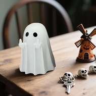 Halloween Ghost Figurine - Spooky Resin Ghost Statue, Cute Finger Ghost Decor for Halloween Decorati