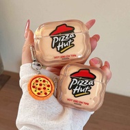 Cute Wave Edge Transparent Cartoon Airpods Pro3 Pro2 3/4 1/2 Earphone Case with Pizza Charm Accessor