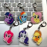 6pc My Little Pony Acrylic Keychain Charm - Cute Double-Sided Backpack Gift for Couple BFF School Gi