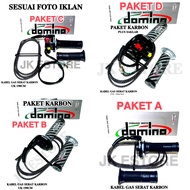 Gas Spontan Domino 1 Kabel Gas Serat Karbon Uk 190CM Universal BEAT KARBU MIO SPORTY SMILE VARIO 110